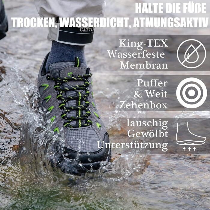 Черевики для хайкінгу SHULOOK чоловічі водонепроникні легкі трекінгові черевики з підтримкою щиколотки, антиковзаючі кросівки для кемпінгу, туризму, сірі, зелені, 45 EU