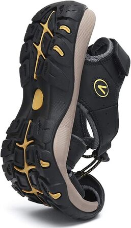 Чоловічі сандалі FLARUT для туризму, піших прогулянок та пляжу. Шкіряні трекінгові сандалі, спортивні літні кросівки 43 EU, чорні