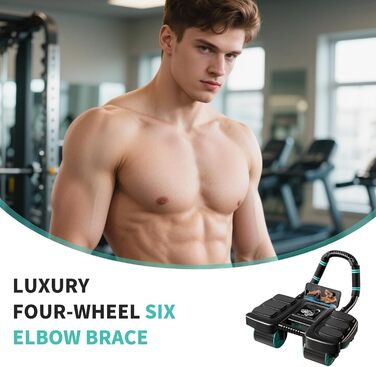 Ролик для пресу на 4 колесах - тренажер для кора з автоматичним відскоком, підтримка ліктів, для дому та фітнесу