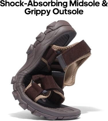 Чоловічі літні сандалії NORTIV 8 для піших прогулянок, спорту та відпочинку на природі (44 EU, Коричневий)