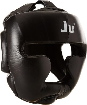 Захисний шолом Ju-Sports для підборіддя, вух і скул, шкіряний, чорний, для боксу, кікбоксингу, тайського боксу та інших єдиноборств