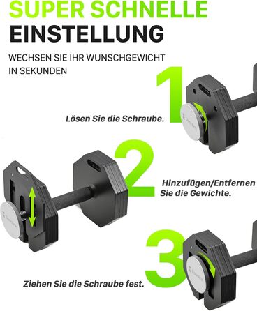 Гантель регульована восьмигранна Eisenlink 20-36 кг, сталева, з антиковзним грифом, для фітнесу вдома та в залі