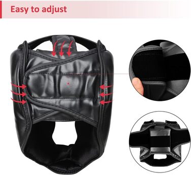 Шолом для MMA, кікбоксингу та карате: захист голови з PU-шкіри, чорний