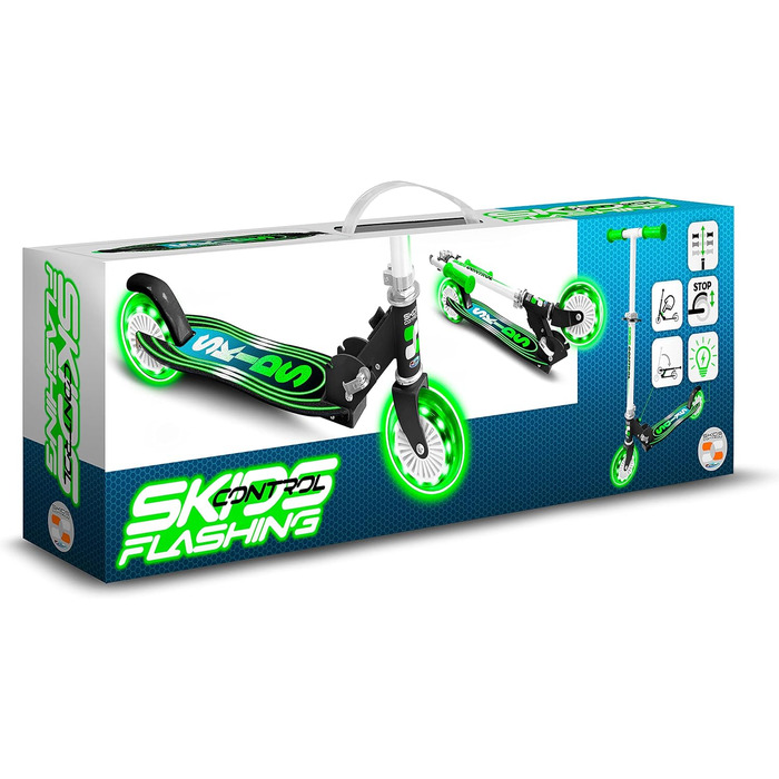 Самокат складаний чорний SKIDS CONTROL з поліпропіленовою декою та колесами LIGHTNING