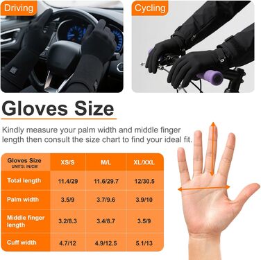 Електричні гріючі рукавички для жінок та чоловіків, чорні, M/L, водонепроникні, з акумулятором 7.4V 2200mAh, 3 режими нагріву, сенсорний екран