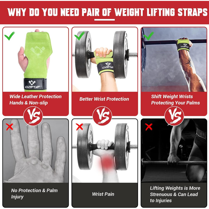 Підтримуючі ремені COFOF для важкої атлетики, бодібілдингу та силових тренувань (зелені)