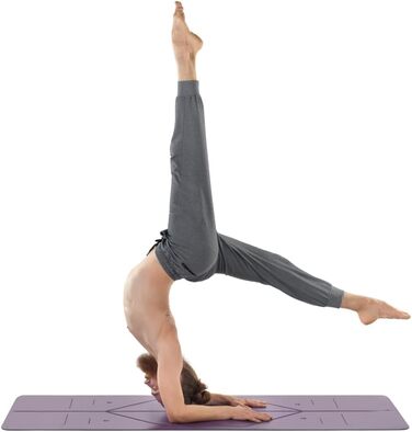 Liforme Travel Yogamatte: екологічна, неслизька йога-килимок з унікальною системою розмітки, біорозкладний, з натурального каучуку, фіолетовий