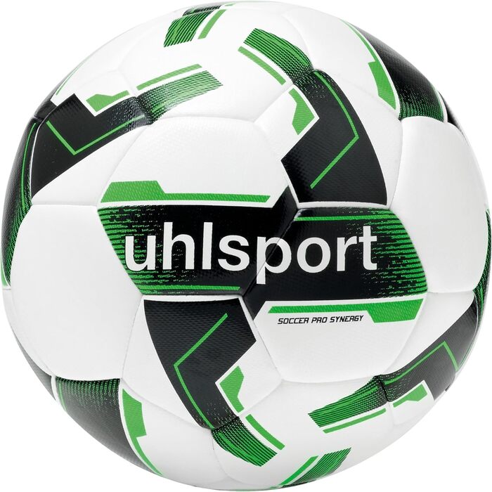 Футбольний м'яч Uhlsport Pro Synergy для дітей та дорослих, ігровий і тренувальний, технологія Synergy G1, сертифікат FIFA Basic, біло-чорний з неоново-зеленим