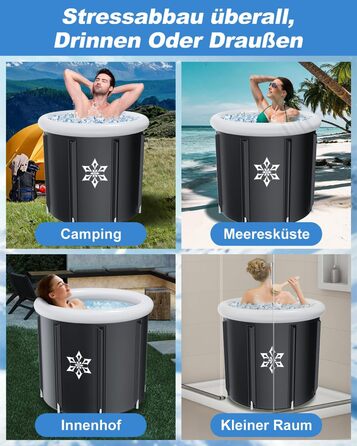 Кріованна для льодяних купань з системою охолодження XL (80 см), комплект з 8 сталевими стійками, термозахистом та сумкою для спорту