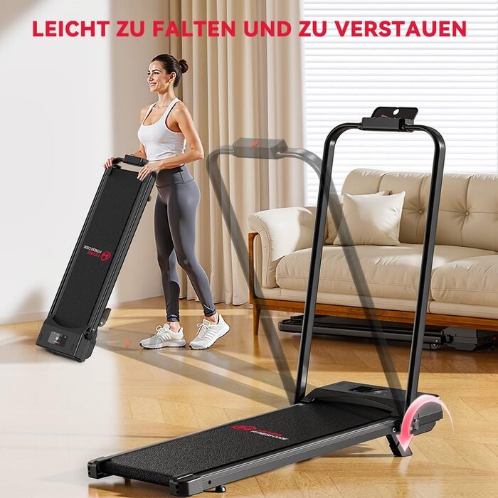 Складана бігова доріжка HomeFitnessCode з регулюванням нахилу — електричний Walking Pad для дому та офісу, компактна доріжка для ходьби, чорна