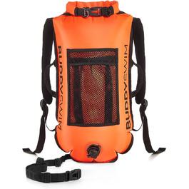 Буй для плавання Buddyswim 28 л з водонепроникною кишенею (Drybag), знімною спинкою, помаранчевий, легкий і міцний для відкритої води