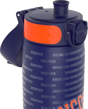 Пляшка для води Ion8 500 мл з нержавіючої сталі NFL Broncos, герметична, зручна для однієї руки, з кришкою, легка у догляді, для спорту та подорожей