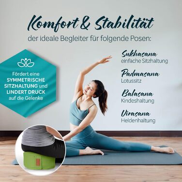 Йога-боулстер Rundes 30см x 15см | Знімний чохол | Наповнювач: органічна гречка (KBA) | Для Інь-йоги та медитації