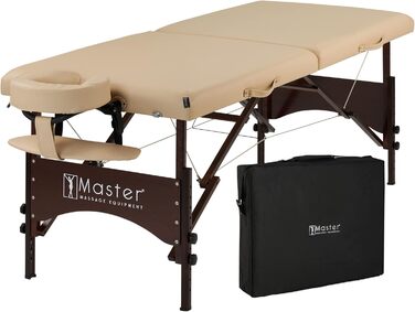 Складаний масажний стіл Master Massage Argo 71 см, переносний, бежевий, дерев'яні ніжки, з сумкою для перенесення
