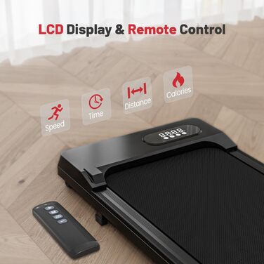 Електрична бігова доріжка Dskeuzeew Walking Pad з регулюванням нахилу для дому та офісу, портативний тренажер для ходьби з LCD-дисплеєм, чорна