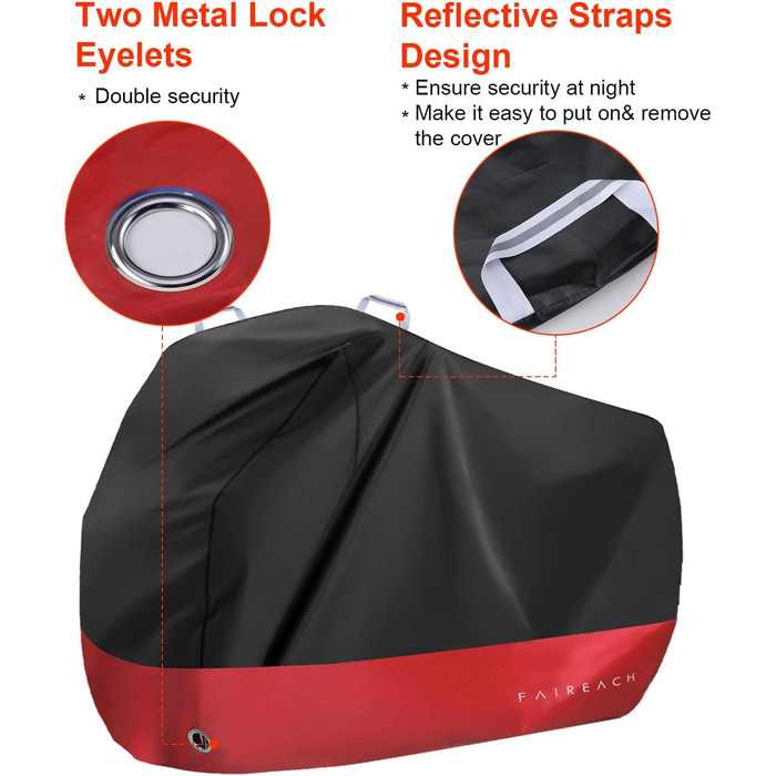 Водонепроникний чохол для велосипеда з отворами для замка – для всіх велосипедів та електровелосипедів – захист від дощу, снігу та UV – на 2 велосипеди (Чорний+Червоний для 1 велосипеда)