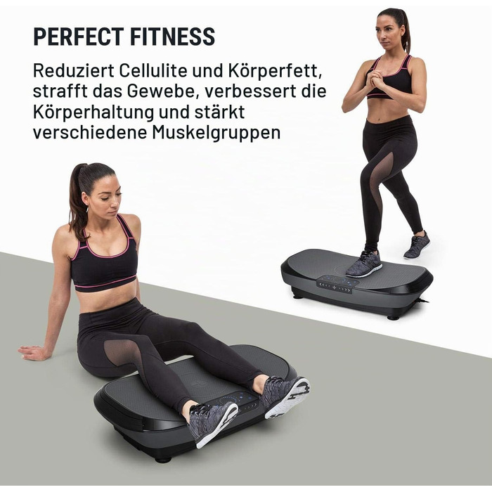 Віброплатформа Klarfit Vibe 4DX Pro професійний тренажер для всього тіла, 300 Вт, 4D-режим TripleMotor, робоча поверхня 71,5x43,5 см, сірий/чорний
