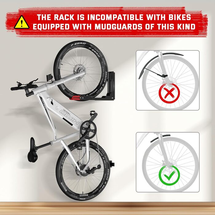 Настінна підставка для велосипеда IMAYCC, до 40 кг, білий (1 шт.)/червоний (2 шт.)