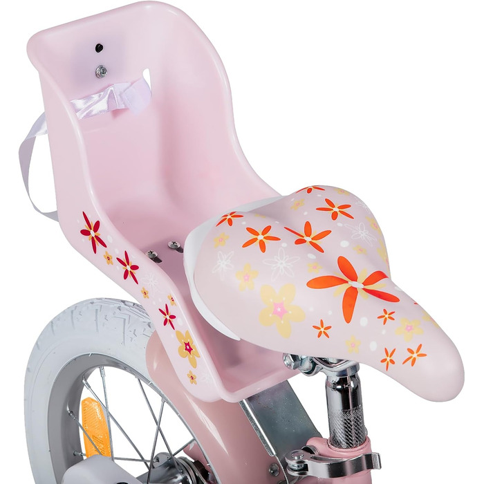 Дитячий велосипед JOYSTAR Einhorn 12/14/16/18 дюймів для дівчаток 3-9 років з додатковими колесами, підставкою, кошиком і сидінням для ляльки