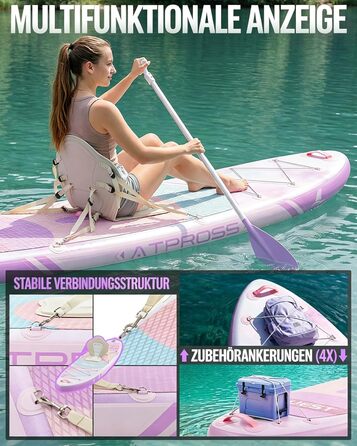 SUP дошка для плавання стоячи 320см з аксесуарами, до 200кг, Eva-покриття, надувна, фіолетовий градієнт + сидіння для каякінгу
