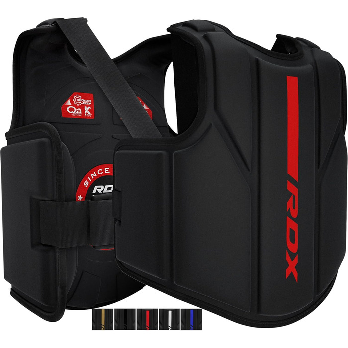 Захист для корпусу RDX з Maya Hide шкіри, червоний S/M – для кікбоксингу, MMA, муай-тай, боксу, регульований, для домашніх і тренажерних занять