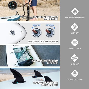 Надувна SUP-дошка FunWater з аксесуарами для дорослих, весло, помпа, рюкзак, ліш, водонепроникна сумка, чорна
