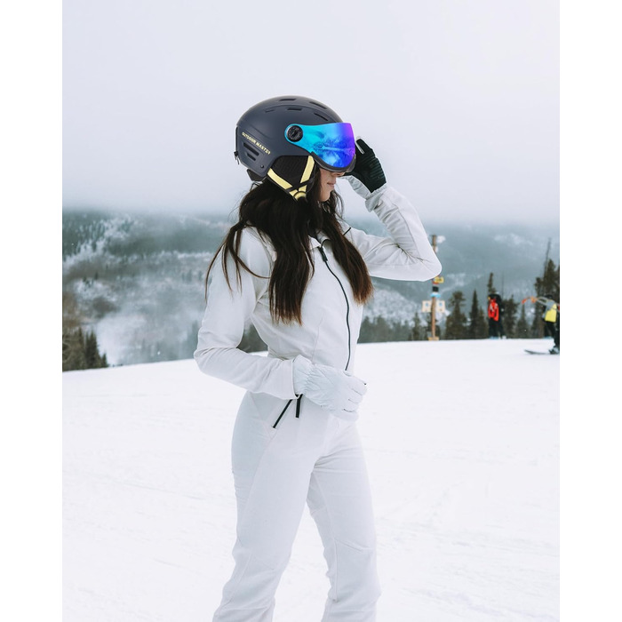 Шолом Outdooraster для сноуборду та лиж, маска 2-в-1, знімна, захисний EPS, 14 вентиляційних отворів, для чоловіків, жінок та підлітків (блакитний, розмір M)