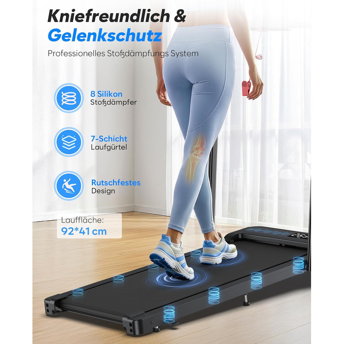 Тренажер для дому 2-в-1 Laufband Klappbar зі складним механізмом, нахилом, LED-дисплеєм, потужністю 3.0PS, для дому та офісу, до 145 кг, без встановлення, чорний