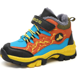 Зимові дитячі черевики для хлопчика: трекінгові, для хайкінгу, туристичні, водонепроникні, антиковзаючі, розмір 30-40 EU, зелені та помаранчеві