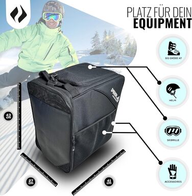 Чохол для лиж Driver13 з відділенням для шолома та регульованим плечовим ременем, 41 x 27 x 43 см, чорний