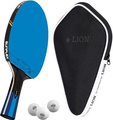 Sunflex Color COMP B45 професійна ракетка для настільного тенісу з синім ITTF сертифікованим накладенням, конкавна ручка, комплект з чохлом і 3 м'ячами для професіоналів та клубних гравців