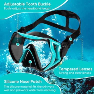 Набір для снорклінгу дорослих, сухий, з маскою та трубочкою, антизапітніння, 180° панорама, для жінок та чоловіків, плавання, відпочинок на пляжі
