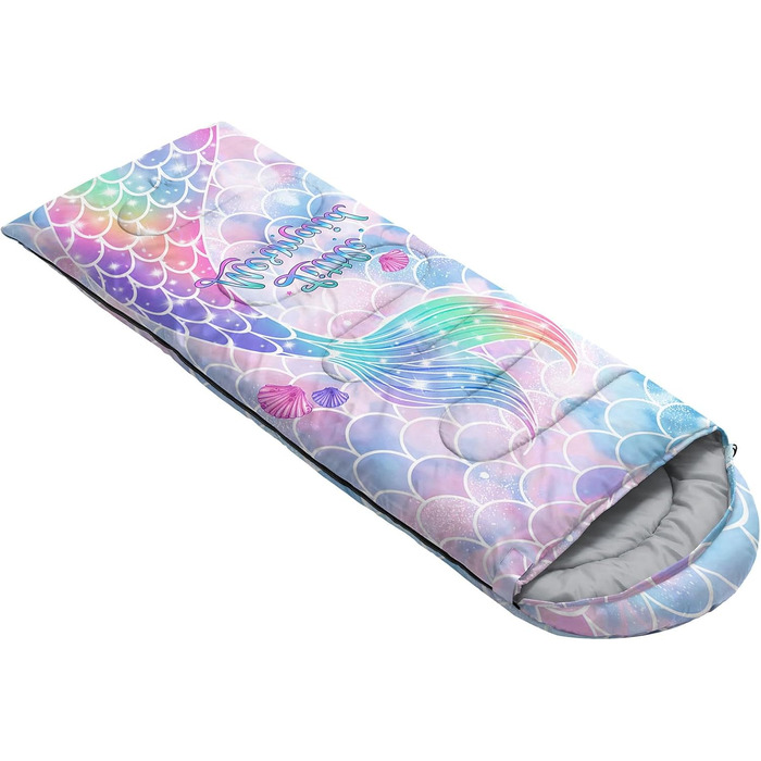 Спальний мішок HOSIMA з футболом для холодного клімату, дорослий, дитячий, водонепроникний, для кемпінгу, подорожей, полювання, компресійний мішок (Русалка-2)