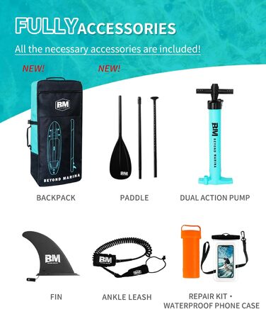 Надувна SUP-дошка BEYOND MARINA 320×81×15 см з веслом, сидінням, рюкзаком, насосом для сап-серфінгу та водного спорту