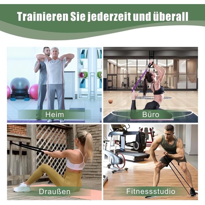 Набір еластичних стрічок для фітнесу, силових тренувань, фізіотерапії та йоги (з аксесуарами)