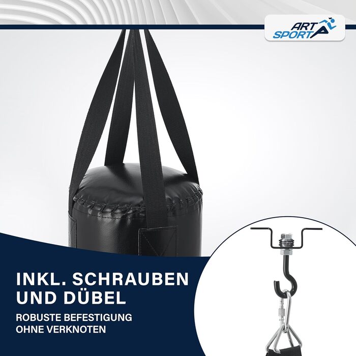 Боксерський мішок ArtSport® для дітей з рукавичками та бинтами - 8 кг, з кріпленням, від 6 років