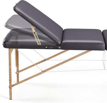 Мобільний масажний стіл Beltom® 195 x 70 см: складаний, 3 зони, чорний