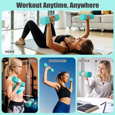 Sportneer Регульовані гантелі для жінок - набір з 2 гантелей (0,9–2,3 кг кожна), 4-в-1 набір гантелей з неслизьким ТПУ-покриттям, набір гантелей для домашнього спортзалу, фітнесу та силових тренувань (Блакитний)