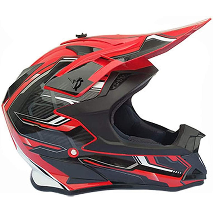 Мотошолом YASE Cross для мотокросу, ендуро, даунхілу: повний захист обличчя, MTB, Moped/ATV (чорний/червоний/білий, XL 58-59 см)