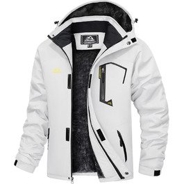 TACVASEN чоловіча зимова водонепроникна вітрозахисна куртка з флісовою підкладкою, для катання на лижах, дощовик з капюшоном, армійного кольору (XXL, білий)