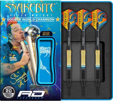 Дротики RED DRAGON Peter Wright Snakebite Brass Softip 20 г, набір для дартсу