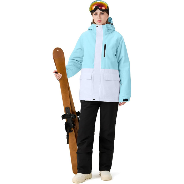 Комплект гірськолижний (куртка та штани) від ALSOGO: водонепроникний, знімний капюшон, для катання на лижах та сноуборді (XXL, TY133BluW, блакитний)