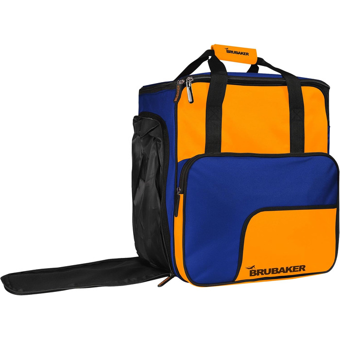 Чохол для лижних черевиків BRUBAKER з відділенням для шолома - Super Function. Сумка-рюкзак для лижних черевиків, синьо-помаранчевий колір