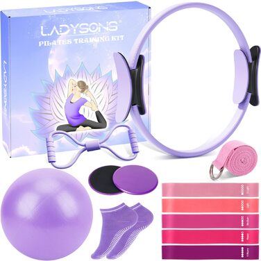 Набір для пілатесу: кільце Magic Circle 32 см, м'яч, стрічки, диски для ковзання, постер з інструкцією, аксесуари преміум-класу