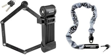 Велозамок Kryptonite Keeper 510 3мм/100см та ланцюговий замок Keeper 785 7мм/85см, чорний/сірий, протиугінний
