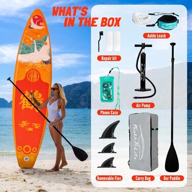 SUP дошка FEATH-R-LITE для дорослих, ультралегка, широка, стійка, з аксесуарами (помпа, весло, сумка), помаранчева