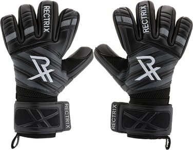 Воротарські рукавички Rectrix 1.0 з сумкою на блискавці, негативний крій, чорні, для підлітків і дорослих, розмір 9