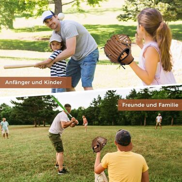 Рукавиця для бейсболу та софтболу з м'ячем, тренувальна змагальна, потовщена, дитяча та доросла, коричнева 11.5 дюймів