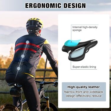 Велосипедне сідло ENJOHOS: водонепроникне, PU, для MTB, Trekking, Tour, шосе, чорний колір