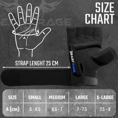 Боксерські рукавички BEAST RAGE для кікбоксингу, карате, тхеквондо. Напівпальцеві рукавички для чоловіків та жінок (XXL, чорний/синій)